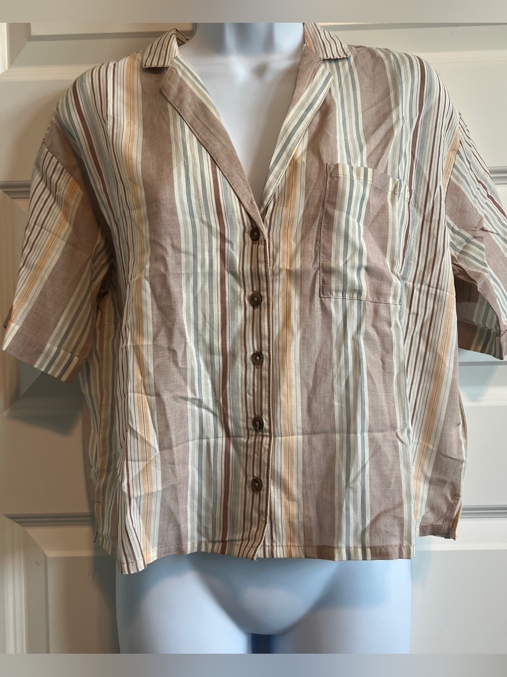 PRANA Iguala Popover Top Clay Stripe Small and Medium